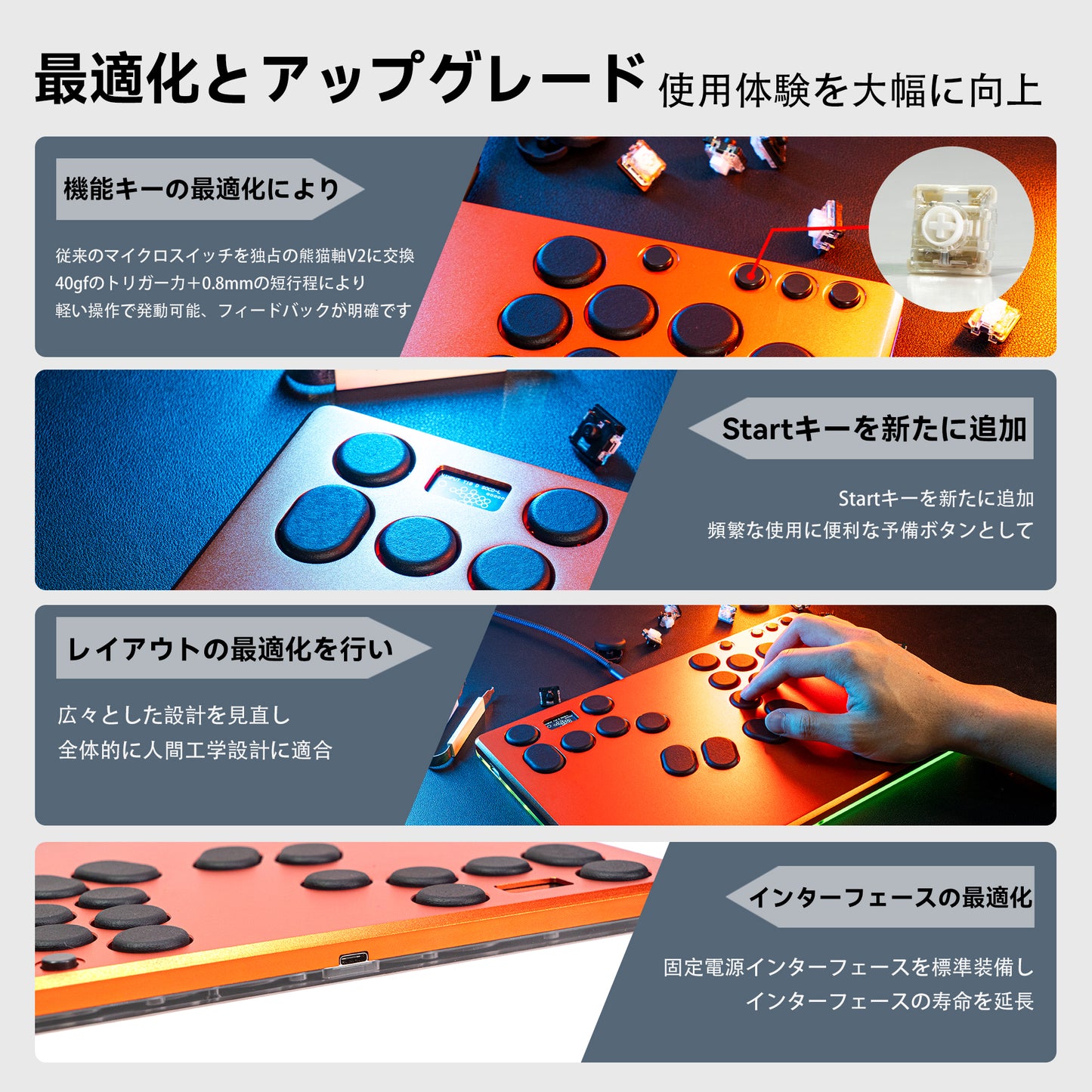 TIKITAKA FTG M5 コントローラーレバーレス PS4/PC対応 レバーレスアーケードコントローラー
