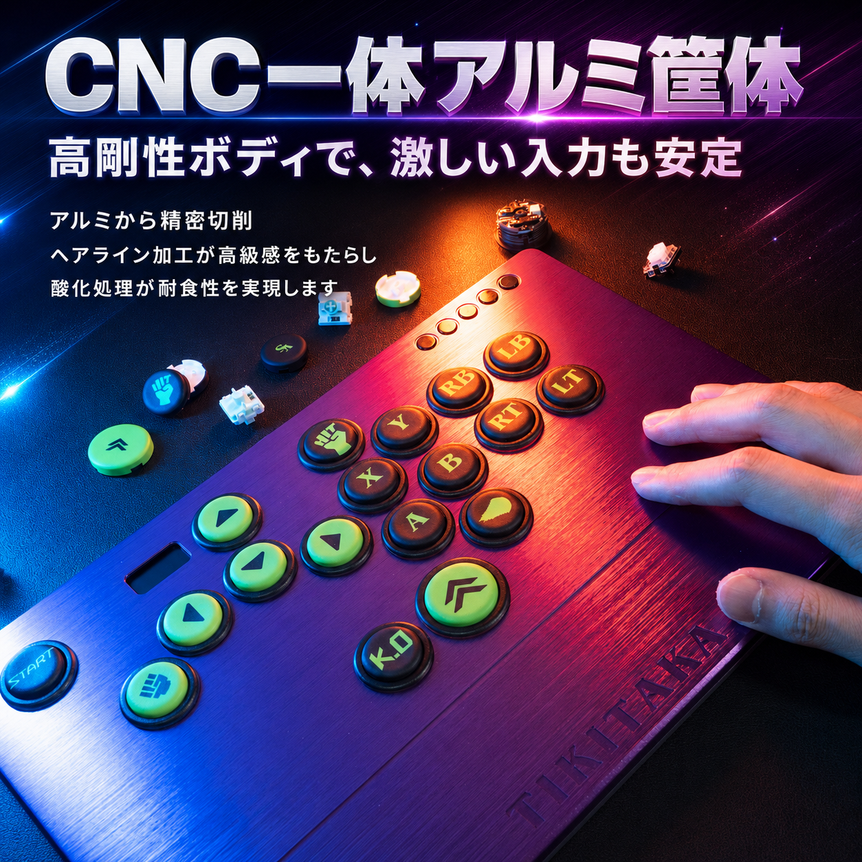 TIKITAKA FTG Série M3Pro de Liga de Alumínio com Keycaps PBT por Transferência Térmica レバーレスコントローラー / leverless controller