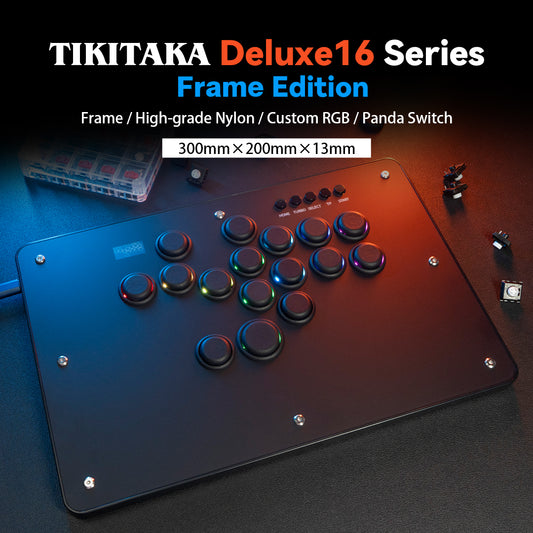 TIKITAKA FTG D16B-F アーケードコントローラーレバーレス PS5/PC対応 レバーレスコントローラー ブラック