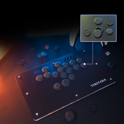 TIKITAKA FTG T16B レバーレスコントローラー PS5/PC対応 アーケードコントローラー レバーレス ブラック